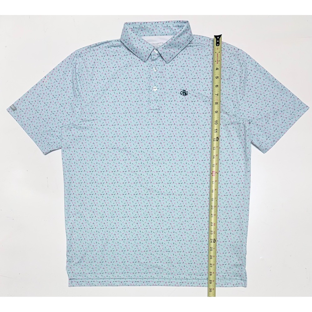 Straight Down Mens Performance Golf Polo Shirt Blue Micro Print Stretch Large L